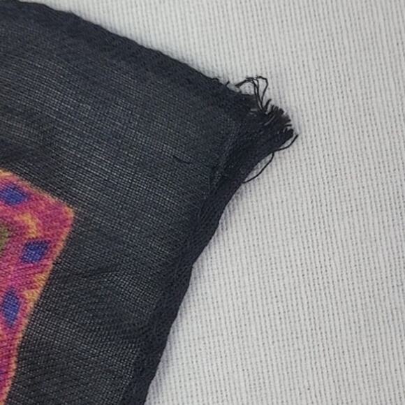 Vintage Woven Polyester Floral Scrollwork Geometric Inspired Fashion Scarf - Picture 5 of 5